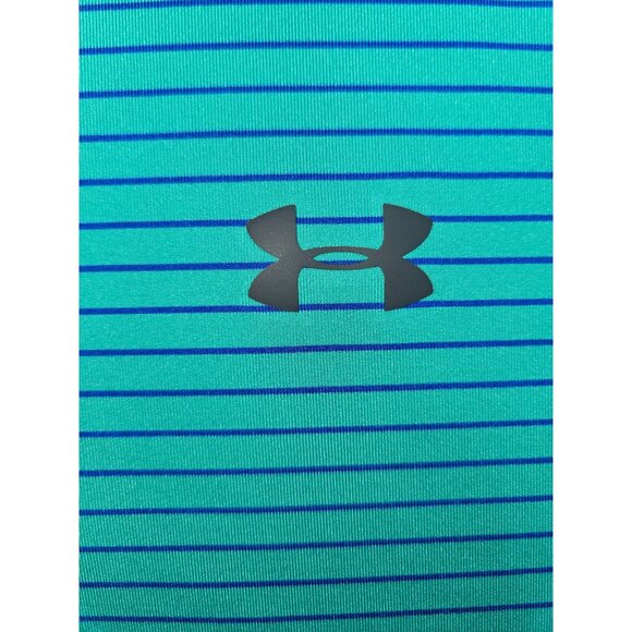 Under Armour XL Loose Fit HeatGear Polo Shirt Blue Striped Mens Golf Top - Picture 7 of 8